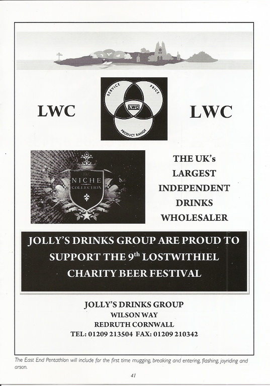 9th (2012) Lostwithiel Charity Beer Festival Programme